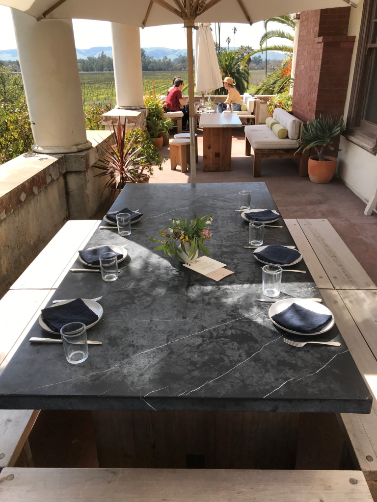 outdoor natural stone table